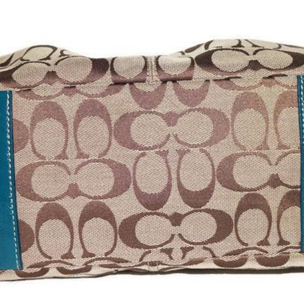Coach Tote Signature Pleated Gallery Jacquard Blue - Picture 5 of 8